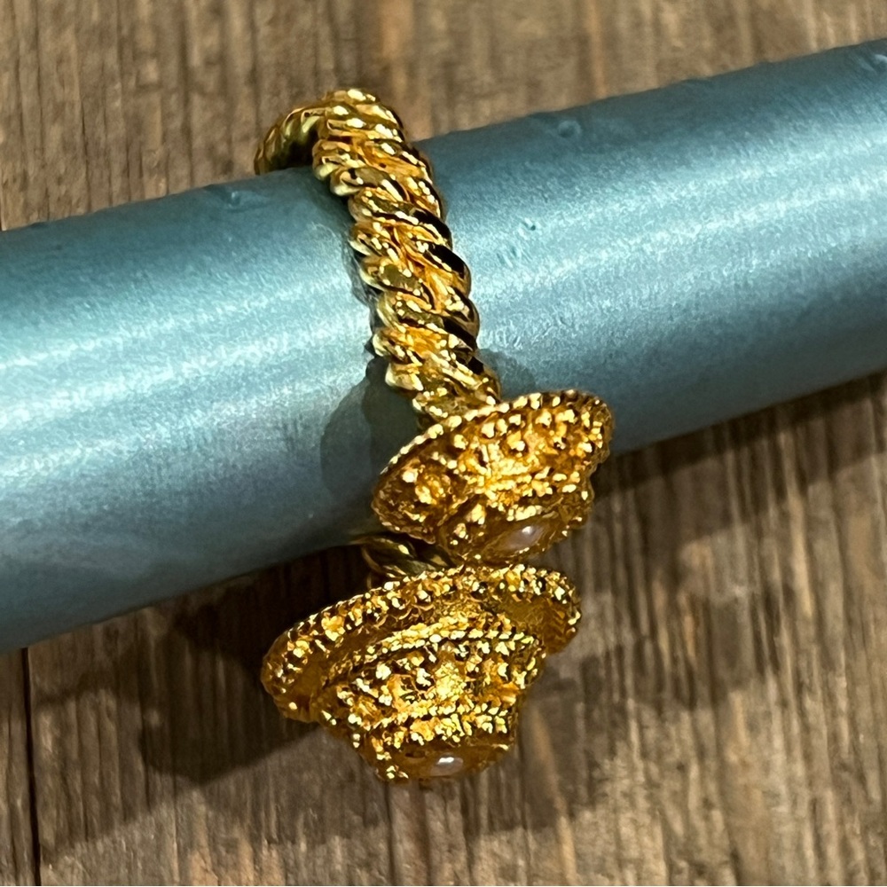 Vintage Gold-Tone Statement Adjustable Ring - image 6